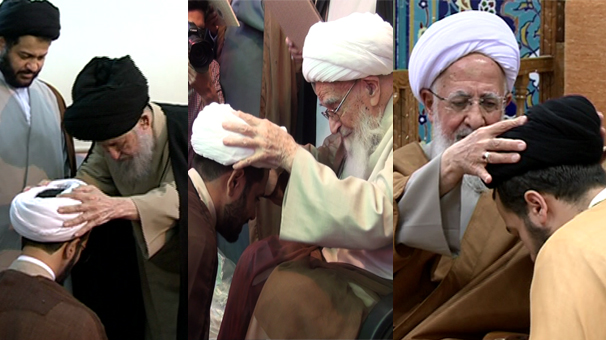 عمامه گذاری طلاب در روز مبعث نبی مکرم اسلام(ص