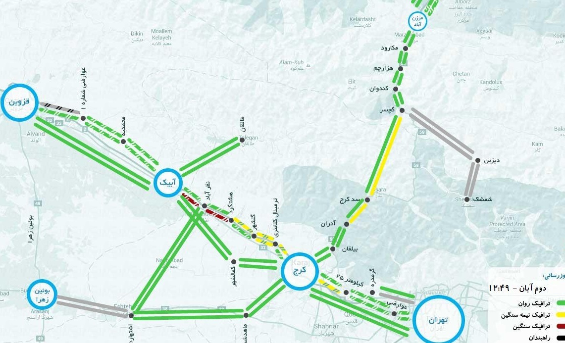 ترافیک نیمه سنگین درجاده کرج-چالوس