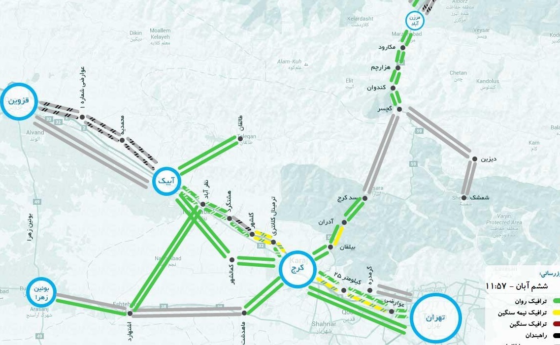 ترافیک نیمه سنگین درجاده کرج-چالوس