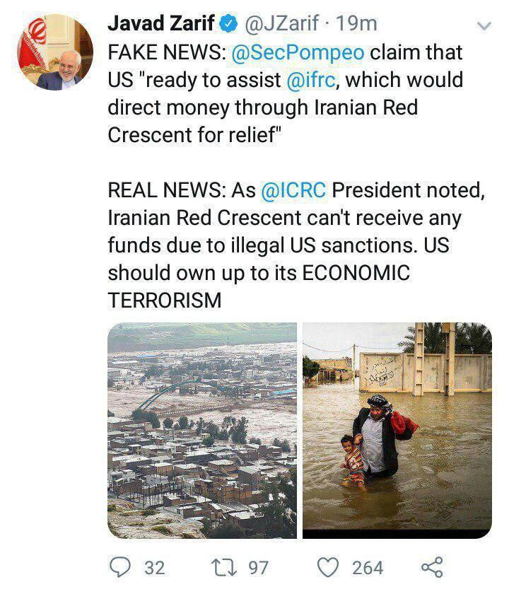 واکنش ظریف به ادعای وزیرخارجه آمریکا واکنش ظریف به ادعای وزیرخارجه آمریکا