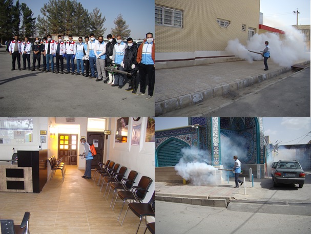 ضدعفونی اماکن عمومی آباده برای مقابله با شیوع بیماری کووید۱۹