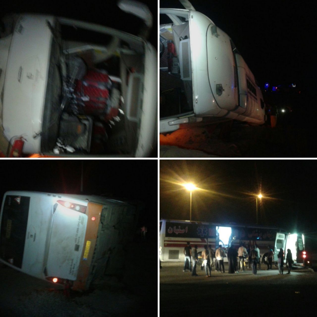 پنج مصدوم بر اثر واگونی اتوبوس محور اصفهان به یزد