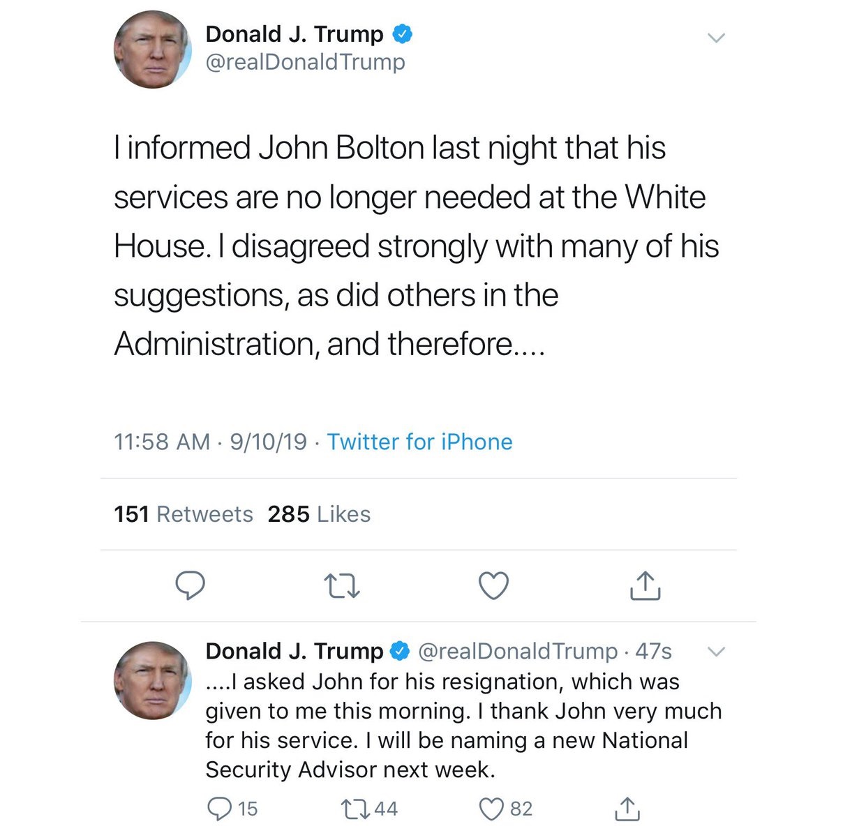 ترامپ , جان بولتون را برکنار کرد