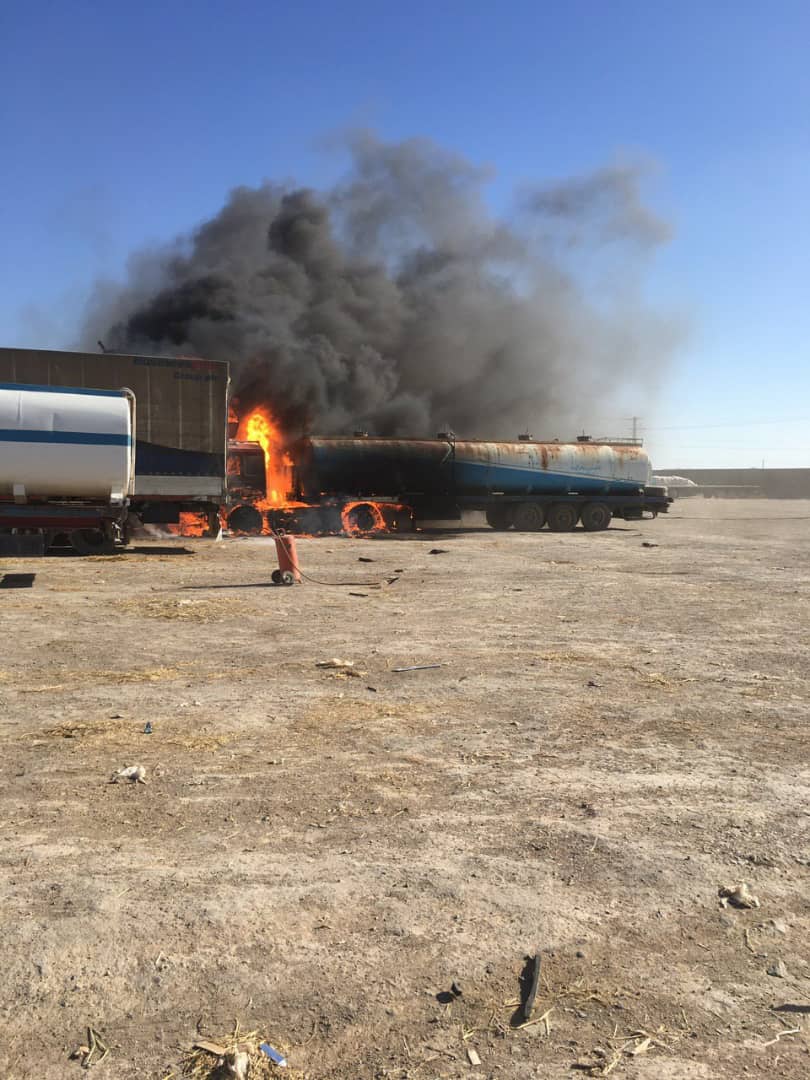 آتش سوزی کامیون ترانزیت حامل بار بنزین در مرز دوغارون