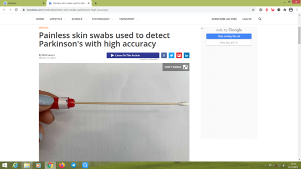 تشخیص پارکینسون با سواب‌های پوستی بدون درد!