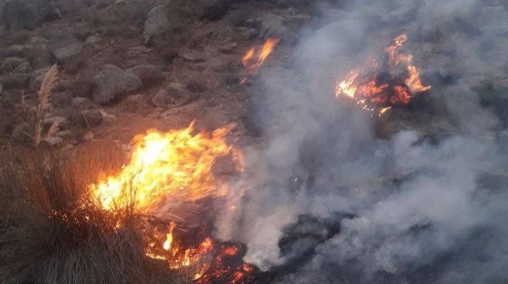 حریق در اراضی مرتعی روستای دشتاب طعمه شهرستان باخرز