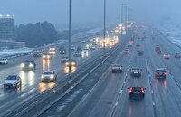بارش باران و برف در محور‌های مواصلاتی استان قزوین 