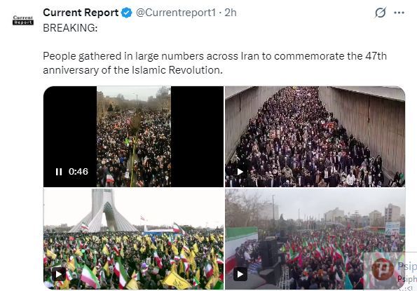 بازتاب گسترده حضور ایرانیان در راهپیمایی ۲۲ بهمن