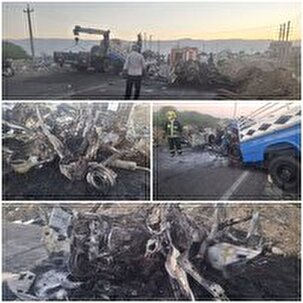 ۴ کشته در برخورد نیسان حامل کپسول گاز با پژو، محورشهر دیر