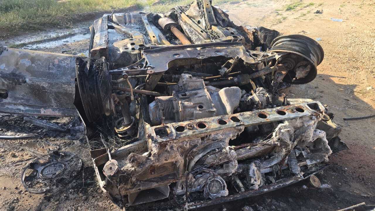 آتش سوزی خودرو در جاده میناب جان یک نفر را گرفت