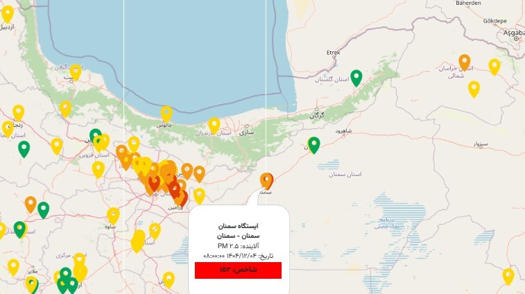 اعلام وضعیت قرمز آلودگی هوا در سمنان