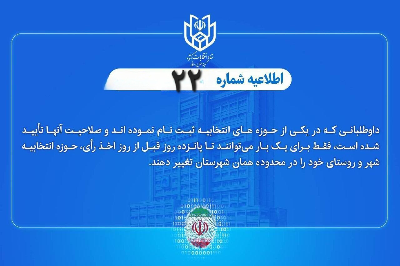 امکان تغییر حوزه انتخابیه داوطلبان انتخابات شوراها امکان تغییر حوزه انتخابیه داوطلبان انتخابات شوراها