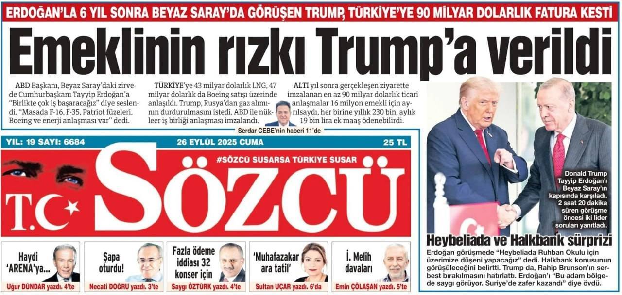 واکنش رسانه ترکیهای به دیدار روسای جمهور آمریکا و ترکیه واکنش رسانه ترکیهای به دیدار روسای جمهور آمریکا و ترکیه