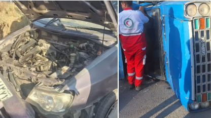 امدادرسانی به مصدومان حادثه رانندگی درمحور سامان به پل زمانخان
