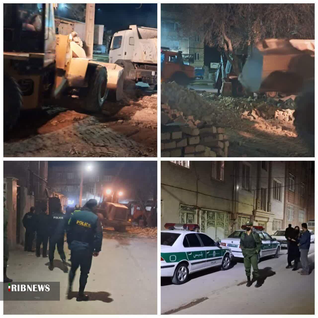 تخریب بنای تازه احداث شده در اسفراین 