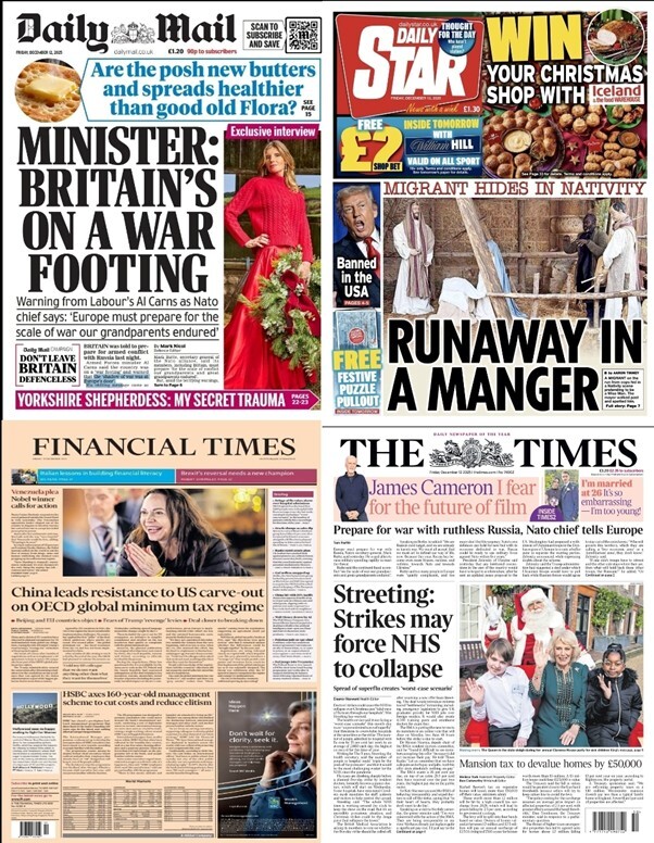 مهمترین عناوین روزنامه‌های جهان ۲۱ آذر ۱۴۰۴