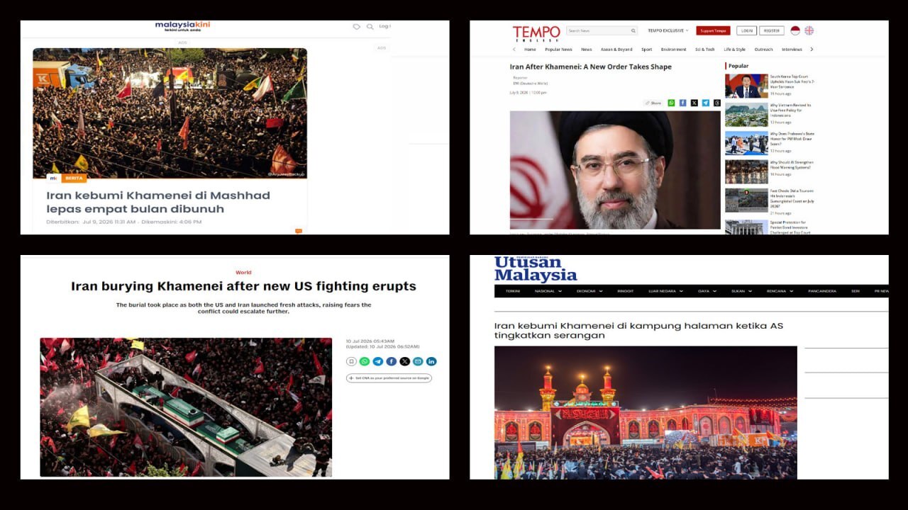 بازتاب گسترده ششمین روز وداع با رهبر شهید در رسانه‌های جنوب شرق آسیا