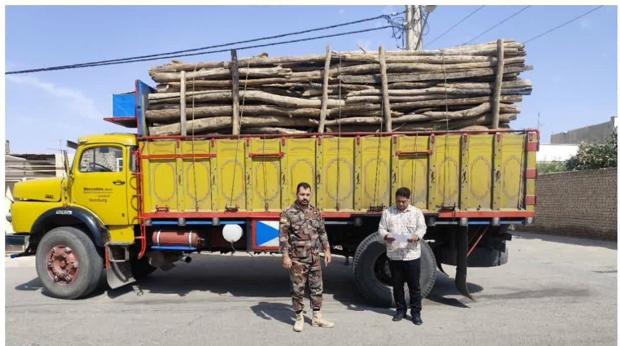 توقیف کامیون حامل ۶ تن چوب قاچاق در ورامین