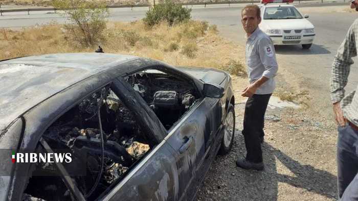 آتش گرفتن خودروی سواری در جایگاه سوختگیری در دهدشت